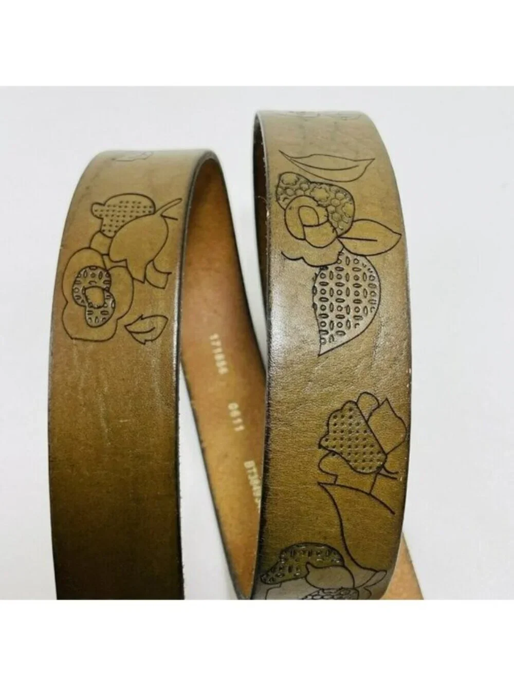 Fossil Genuine Leather Belt Size M Retro Flower Western Cowboy Cowgirl Brown Hip